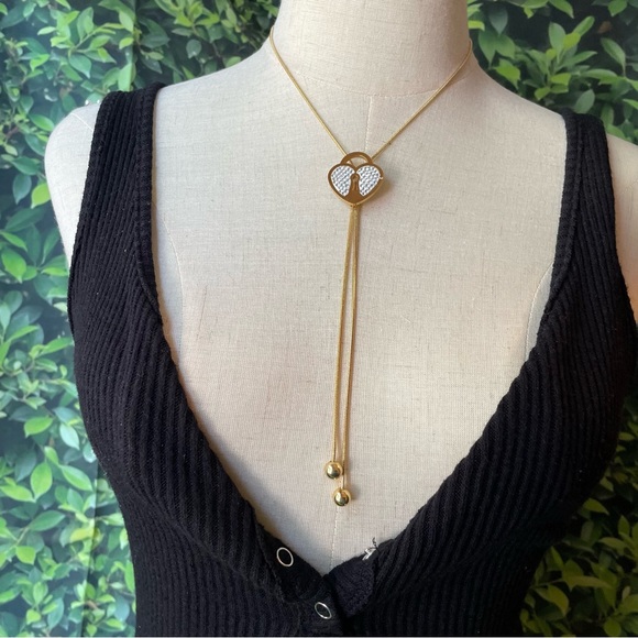 Adjustable Heart Lock Eternity Lariat Necklace - Picture 5 of 6